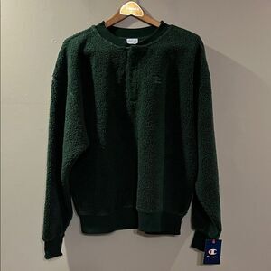 Champion Forest Green Sherpa Pullover Sweatshirt - size large
